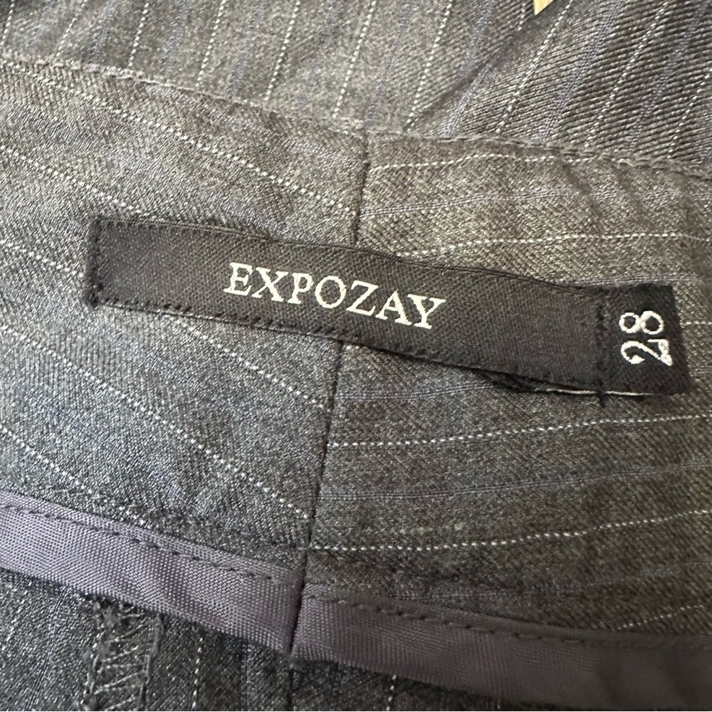 Expozay Charcoal Pinstripe Gray Straight-Leg Trousers - Picture 3 of 6